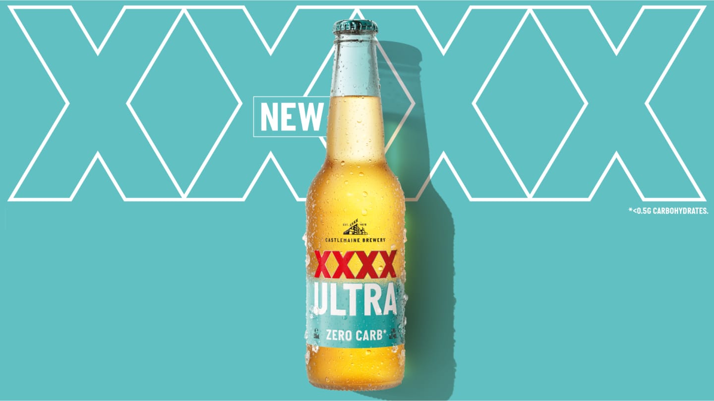 A frosty bottle of XXXX Ultra Zero Carb